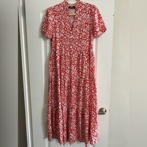 Zara Red and White Floral Dress